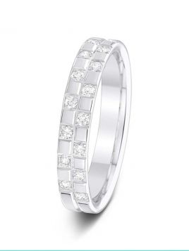 3.5mm 0.27ct mirror finished claw-set diamond wedding ring