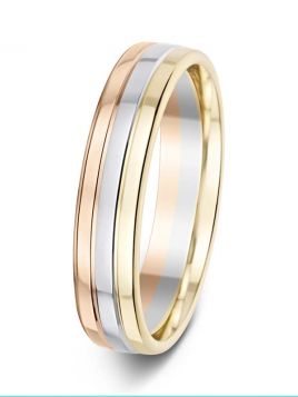 5mm polished two grooves patterned wedding ring