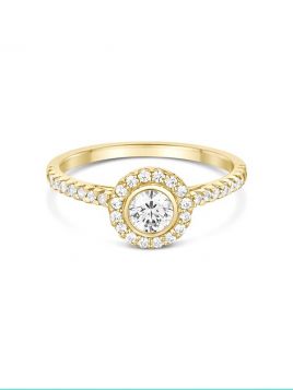 Vintage inspired Engagement Ring with Diamond Halo (with G/VS diamond)