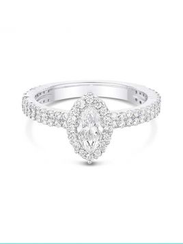 Vintage inspired halo engagement ring with Marquise centre diamond(with G/VS2 diamond)