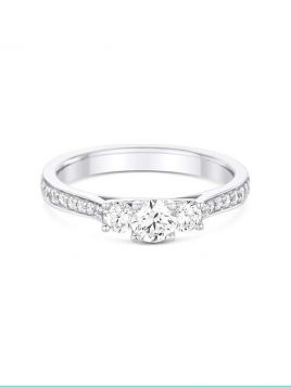 Vintage Inspired Trilogy Diamond Engagement Ring (with G/VS2 diamond)