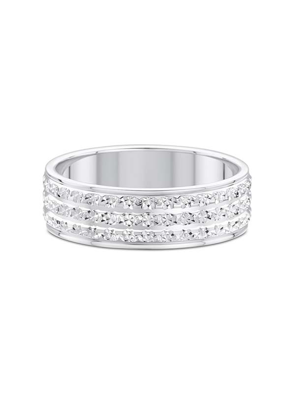 2014395_B 6mm three rows sparkle cut with mirror finish patterned wedding ring FB108660